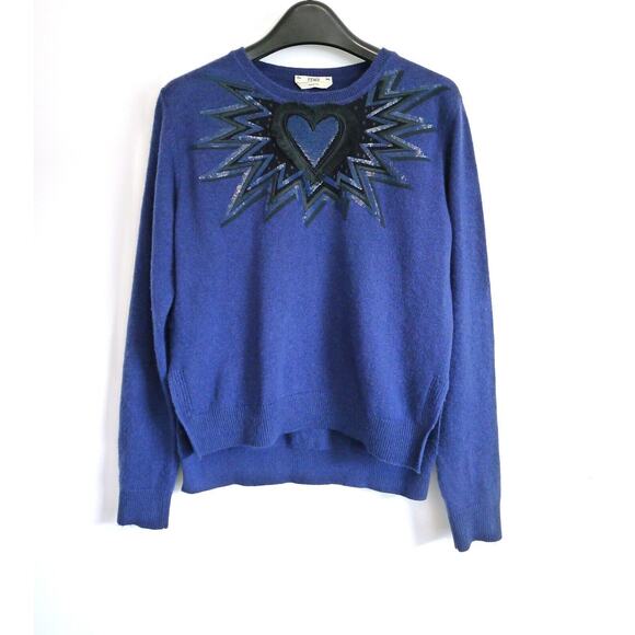 FENDI ITALY Heart Embellished Cashmere Pullover Sweater CETTIRE 38 2 $1495 - Picture 1 of 12